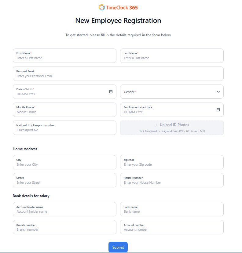Employee self-registration