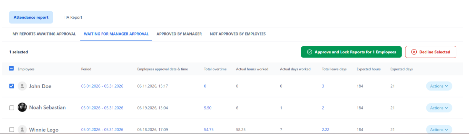 Approve multiple reports at once