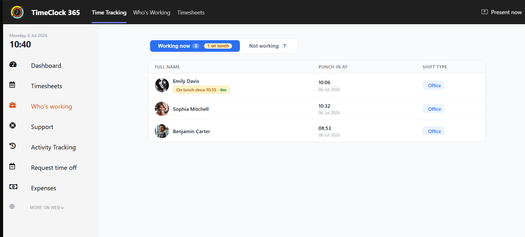 See who's on lunch break in MS Teams